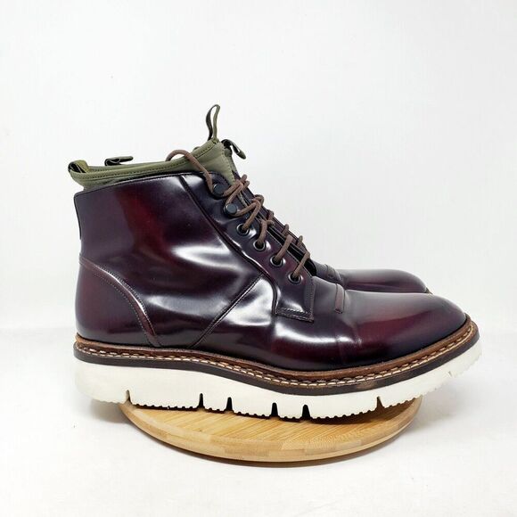 OAMC Compression Boots Mens 11 Burgundy Bull Leather‎ Lace Up Ankle Shoes Vibram main image 5